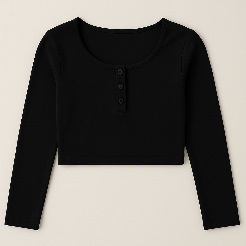 Noir Buttoned Crop