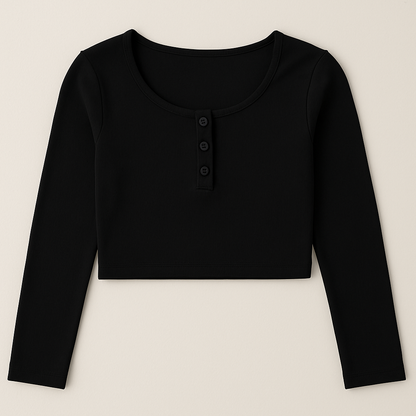 Noir Buttoned Crop