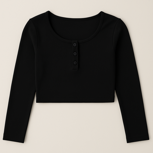 Noir Buttoned Crop