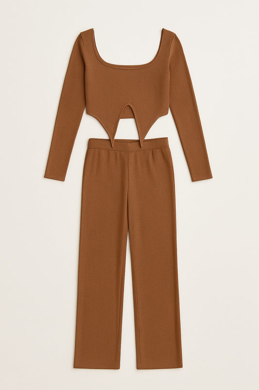 Cocoa Chic Ribbed Co-Ord Set